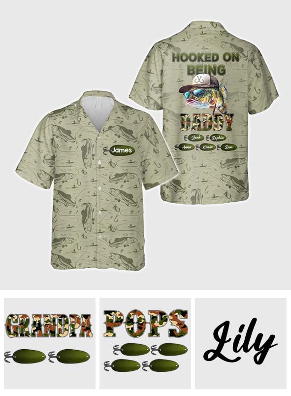 Accro à être papa/grand-père... - Chemise hawaïenne de pêche personnalisée