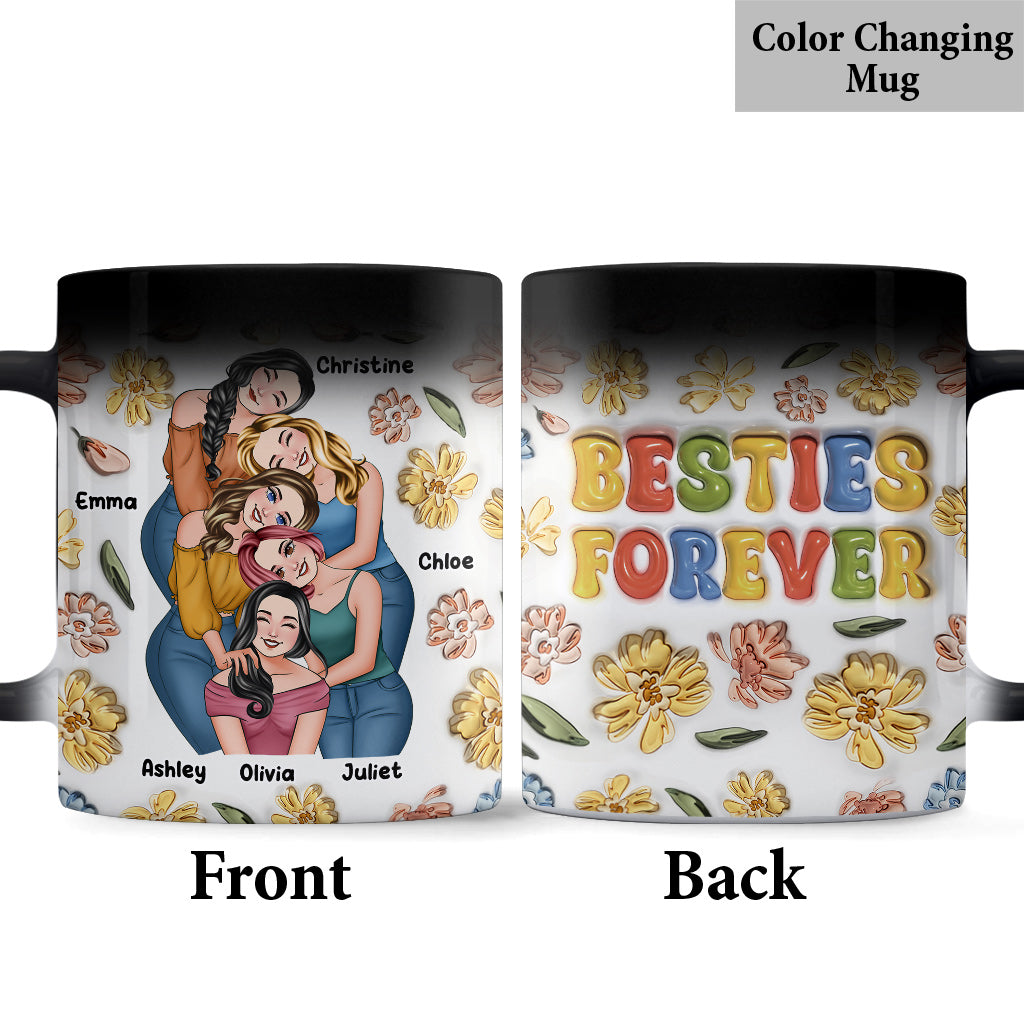 Mug personnalisé « Meilleures amies pour toujours » style floral - Mug personnalisé pour meilleures amies