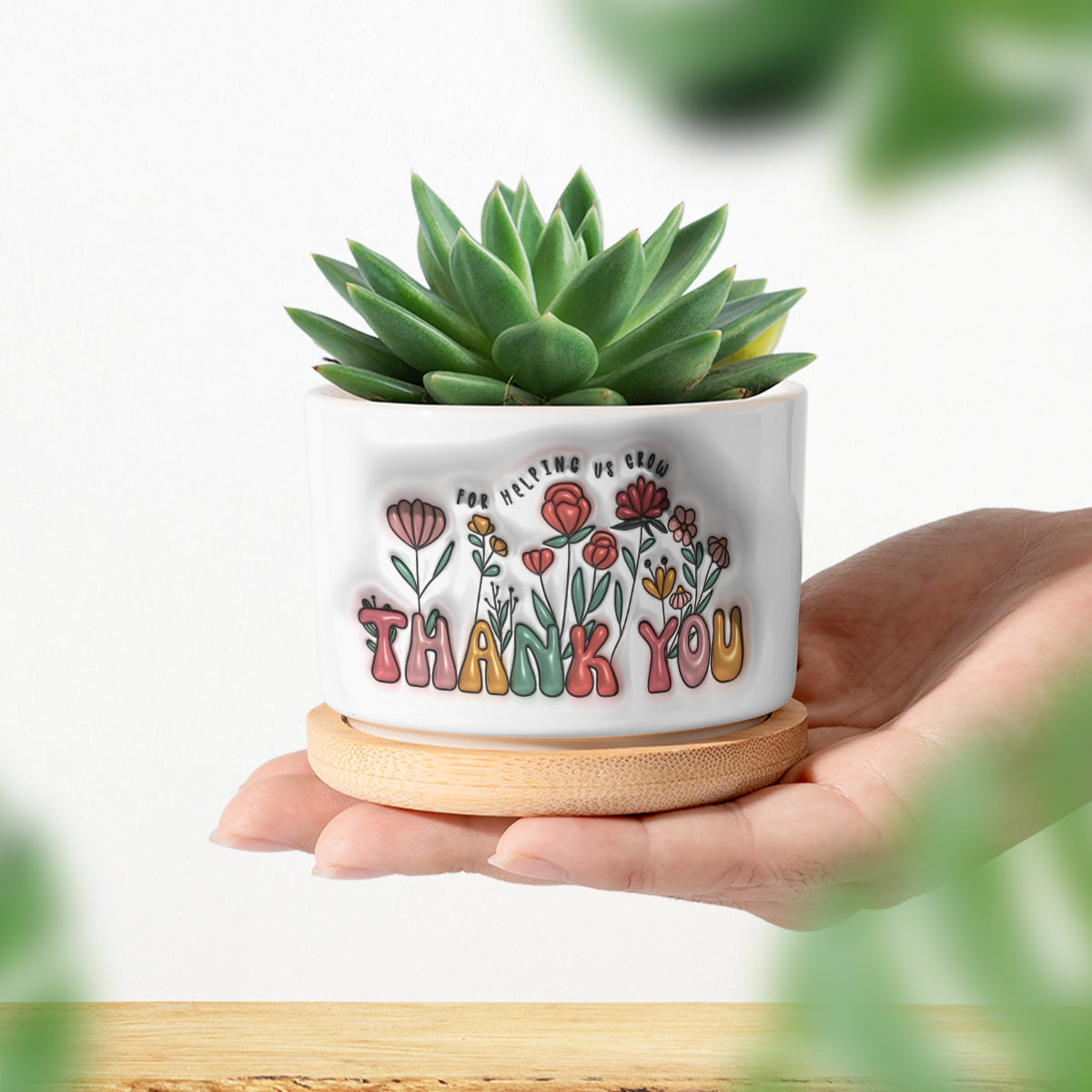 Merci de nous avoir aidés à grandir - Pot de fleurs en céramique personnalisé pour enseignant