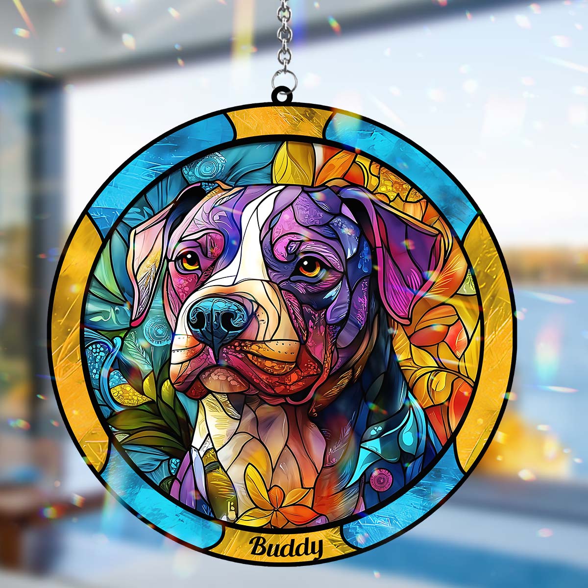 Cute Dog - Personalized Dog Window Hanging Suncatcher Ornament