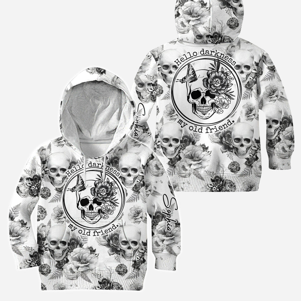 Sweat à capuche et legging personnalisés à motif crâne et roses roses