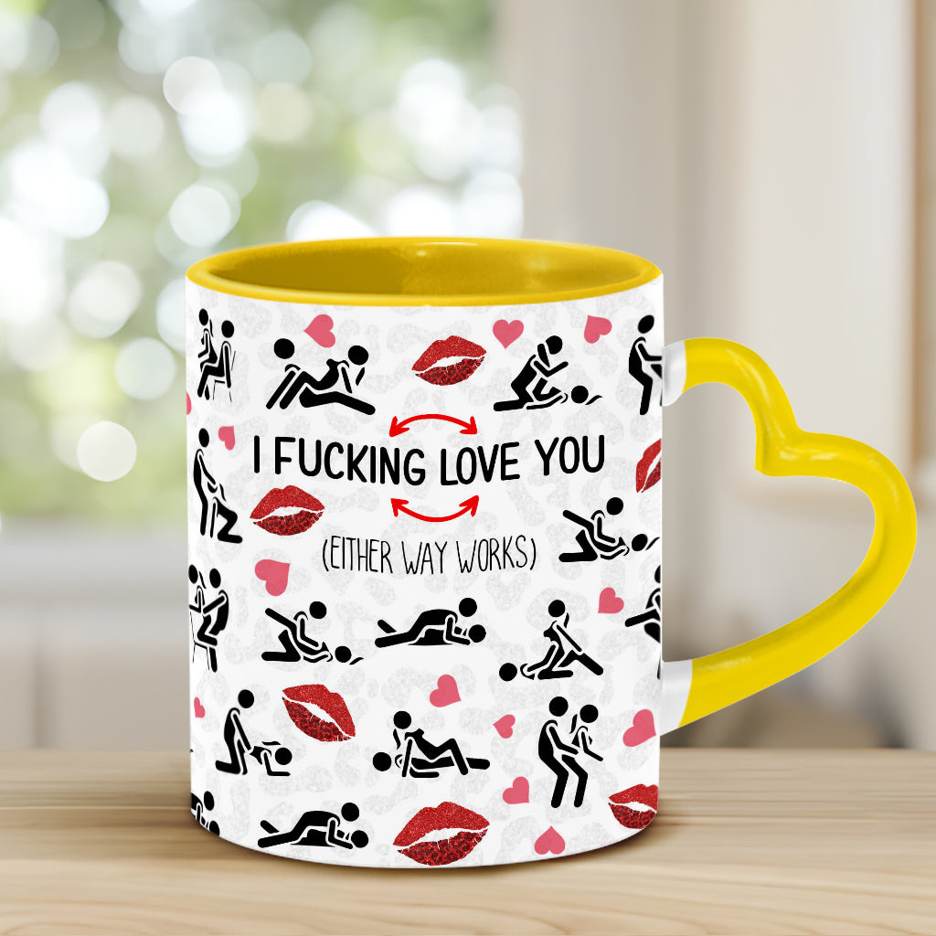 Je t'aime - Mug personnalisé pour couple avec anse en forme de cœur