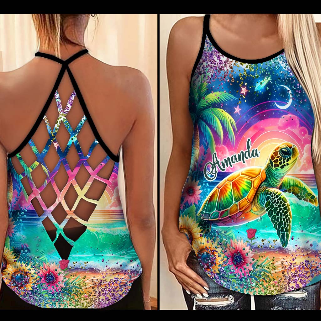 Turtle Lovers - Personalized Turtle Cross Tank Top