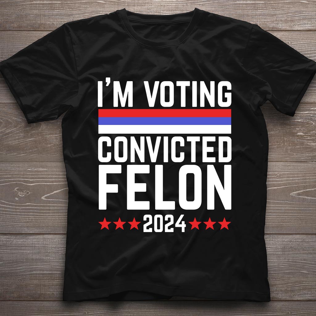 T-shirt « Je vote criminel condamné 2024 », T-shirt politique humoristique, T-shirt année électorale, T-shirt graphique sarcastique, T-shirt à message humoristique