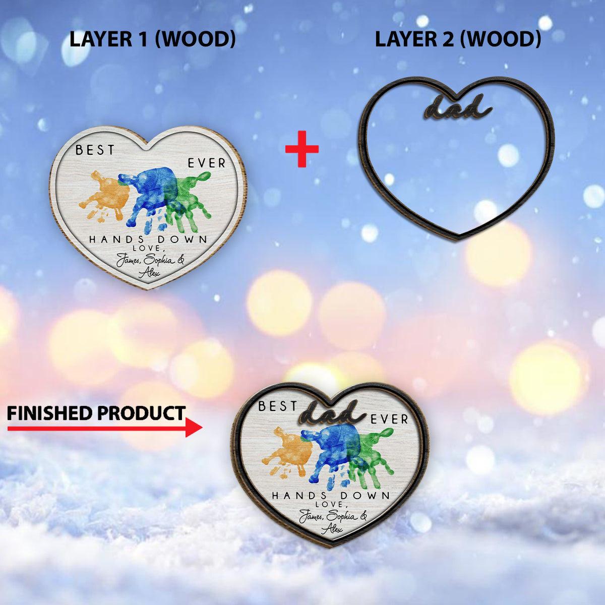 Meilleur papa du monde, sans conteste - Plaque en bois personnalisée à 2 couches