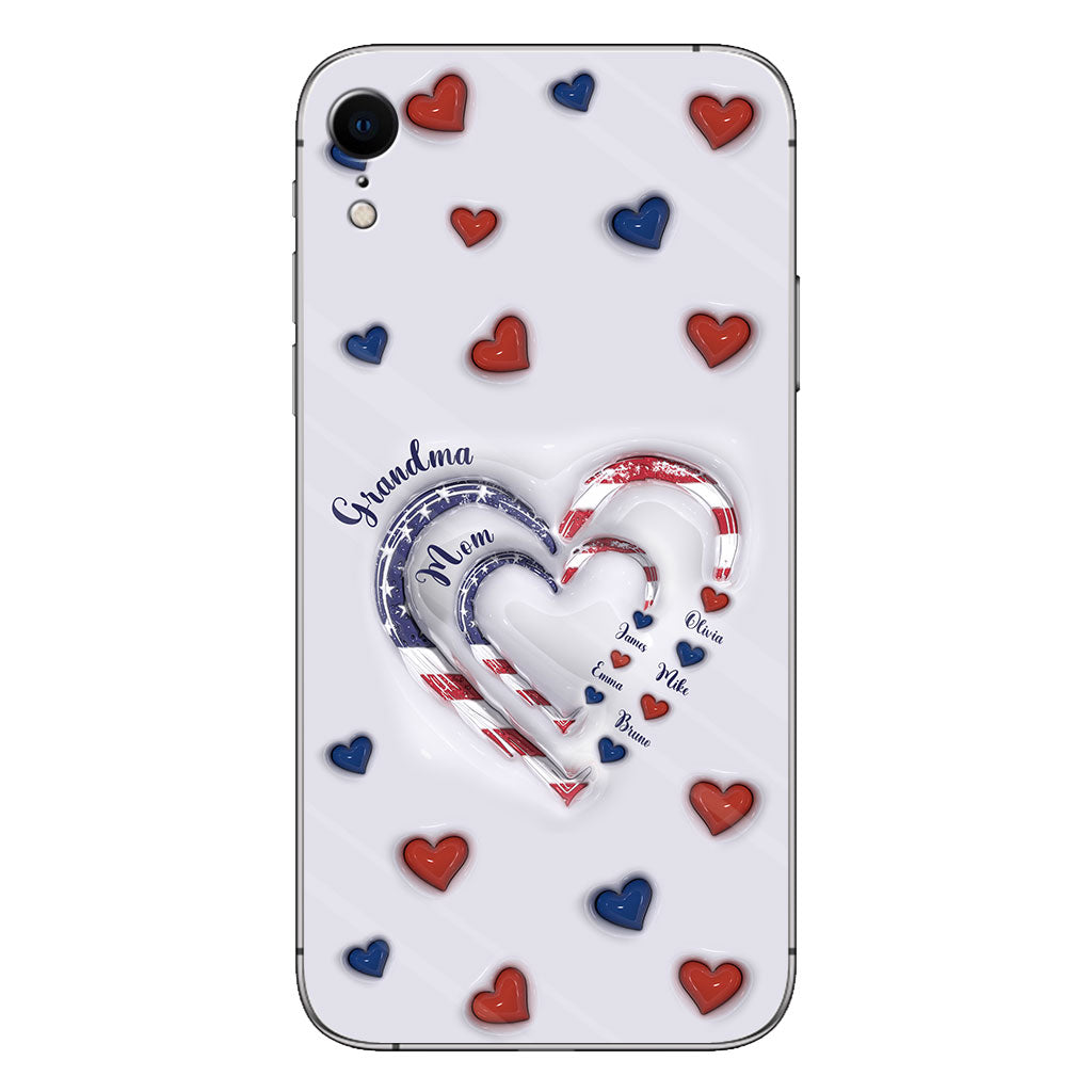 Coque de téléphone personnalisée « Cœurs de grand-mère » pour le 4 juillet