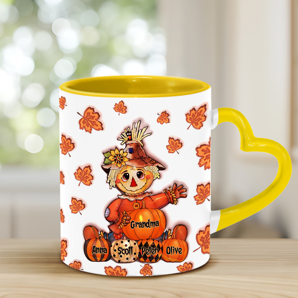 Mug personnalisé « Grand-mère Automne » avec anse en forme de cœur