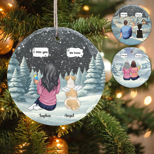 I Miss You - Personalized Dog Round Hanging Garden Slate