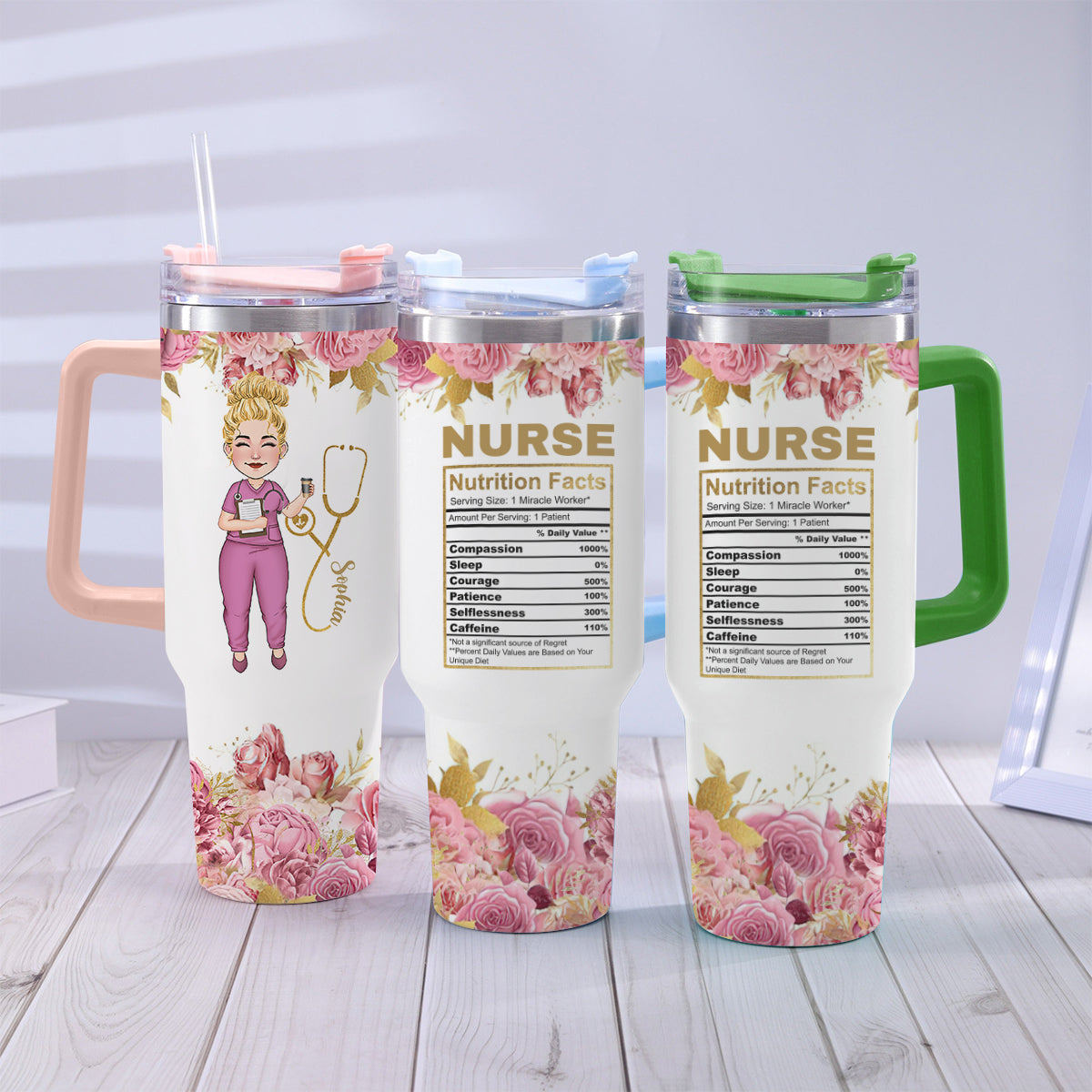 Informations nutritionnelles pour infirmières - Gobelet isotherme personnalisé avec poignée