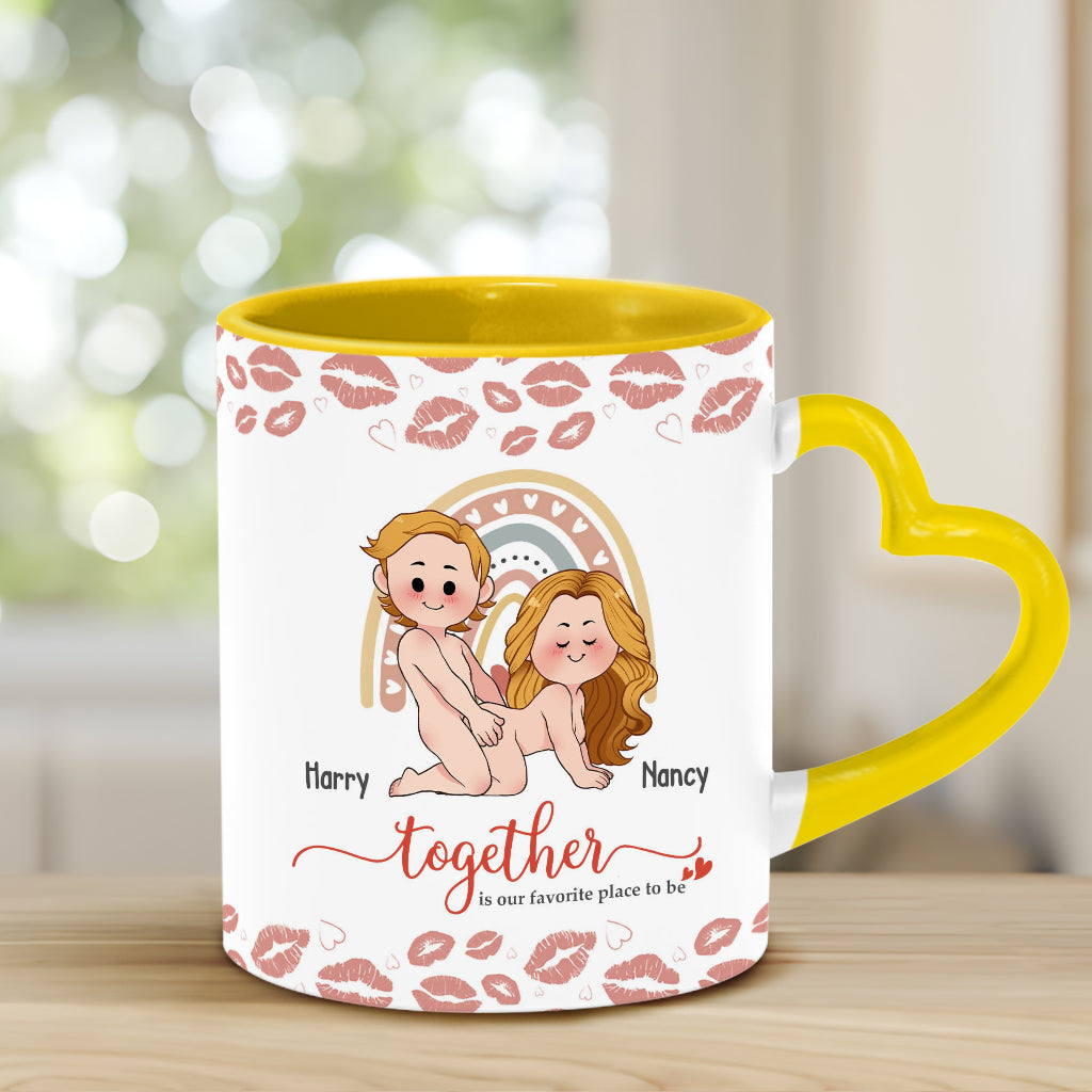 I Love You - Personalized Couple Heart Handle Mug