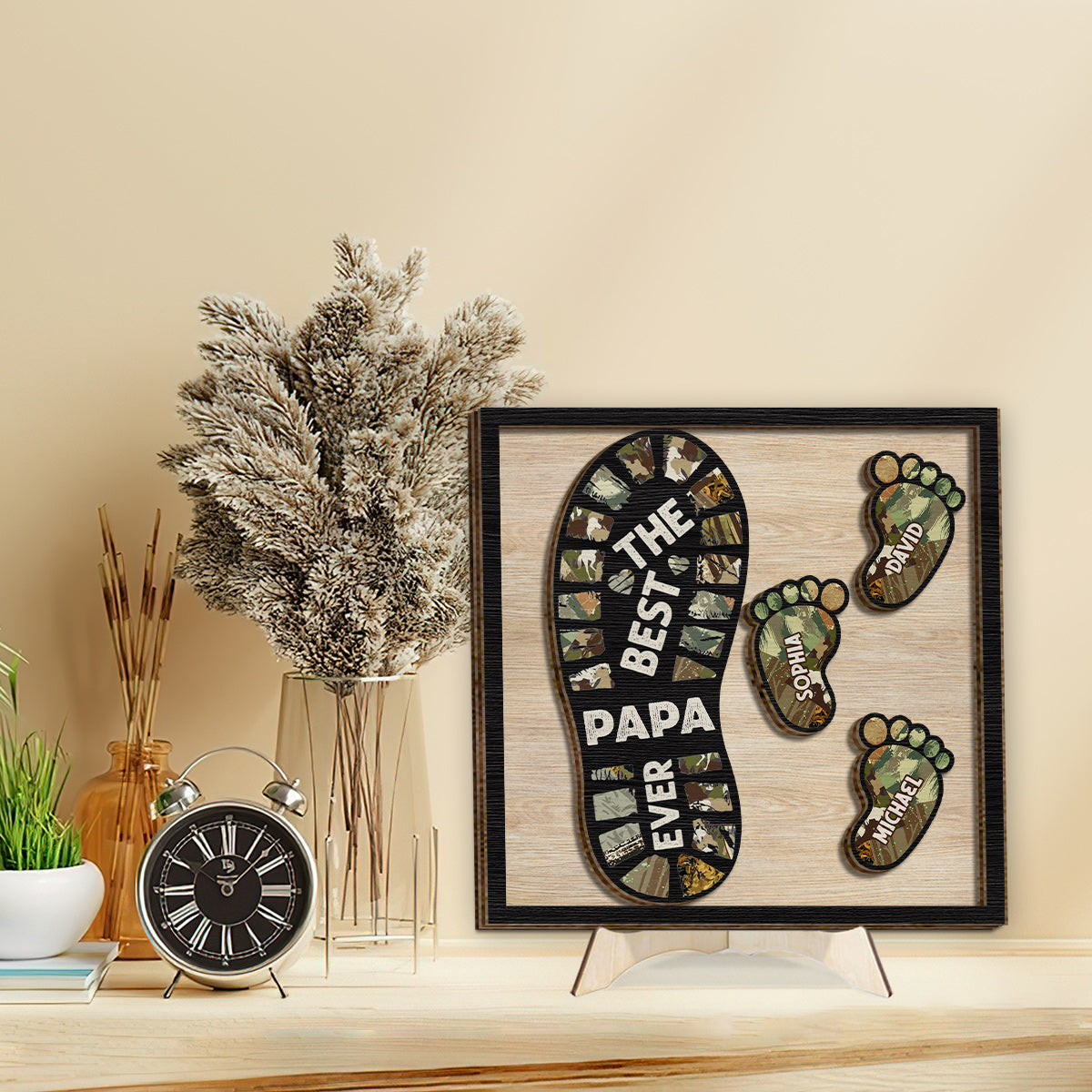 Le meilleur papa/grand-père du monde - Plaque en bois personnalisée à 2 couches