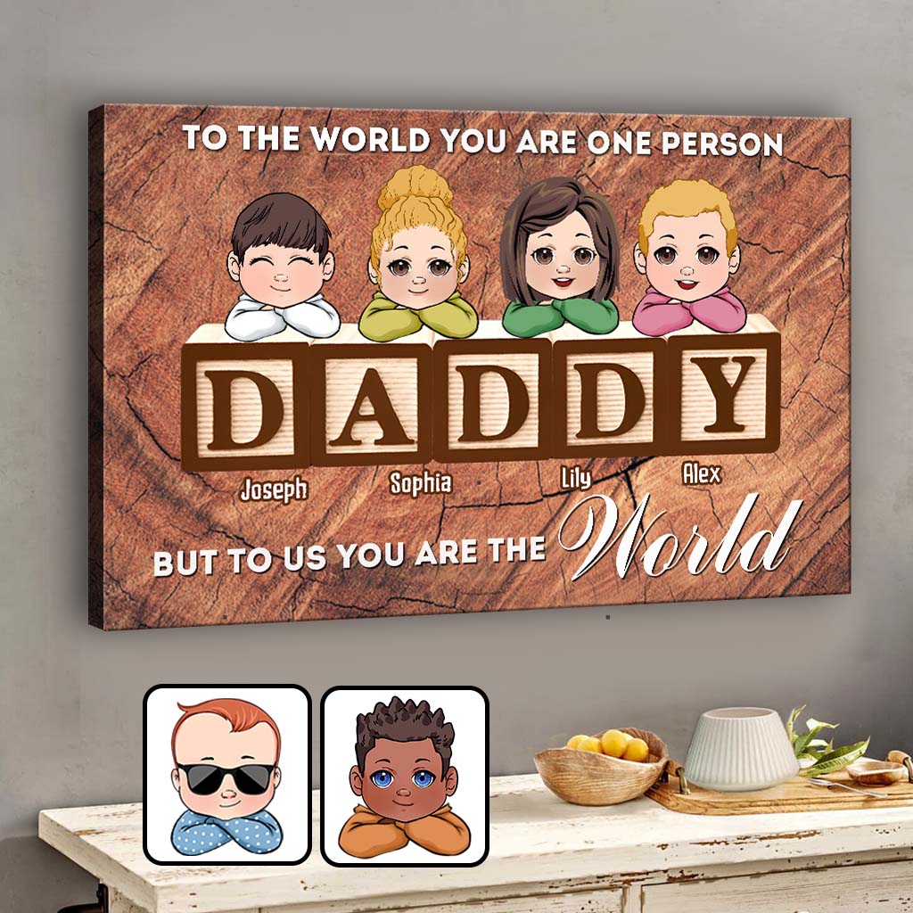Tu es le monde - Toile et affiche personnalisées pour papa