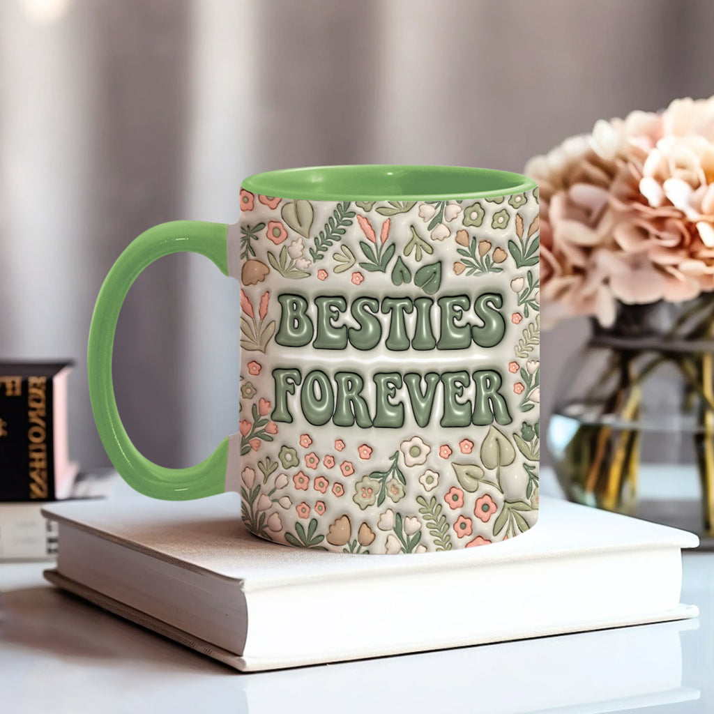 Besties Forever Floral - Personalized Bestie Accent Mug