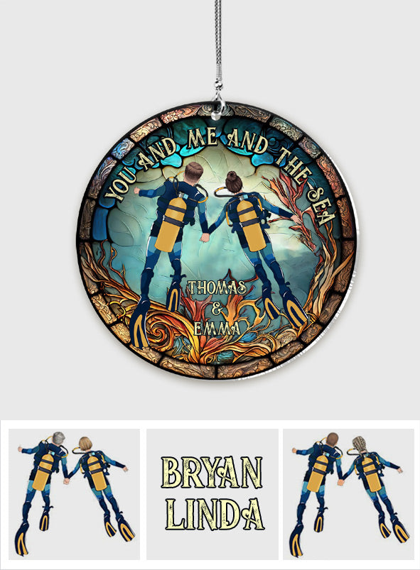 Toi, moi et la mer - Ornement de voiture personnalisé sur le thème de la plongée sous-marine