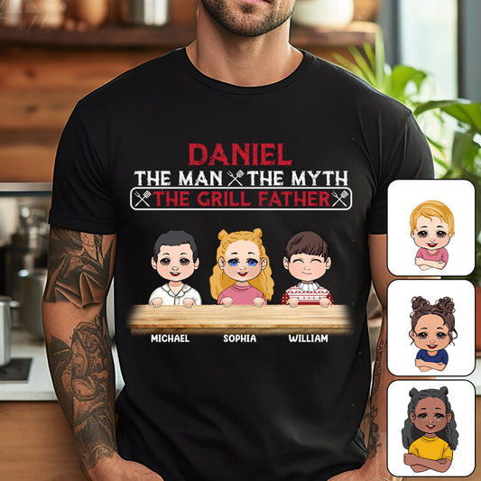 L'homme, le mythe, le père au barbecue - T-shirt et sweat à capuche personnalisés pour papa