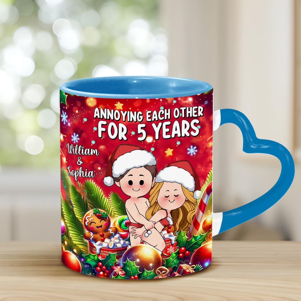 Annoying Each Other - Personalized Couple Heart Handle Mug