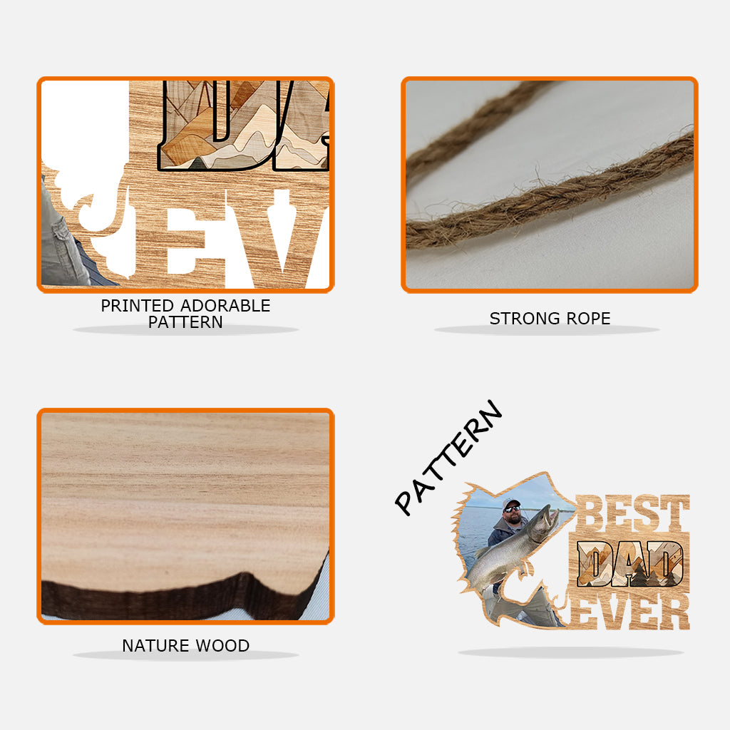Best Dad Ever Fishing Photo Upload - Personalized Fishing Custom Shaped Wood Sign