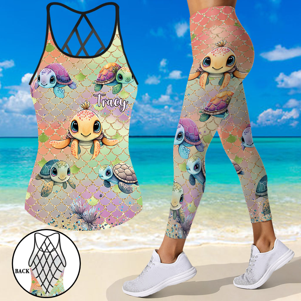 Débardeur et legging personnalisés avec croix tortue colorée