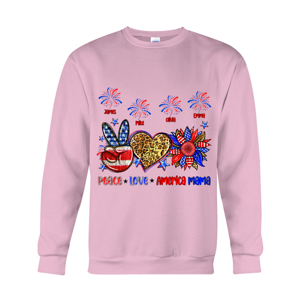 T-shirt et sweat à capuche personnalisés « Paix, Amour, Mamie Américaine, Maman » (tous titres) - Maman