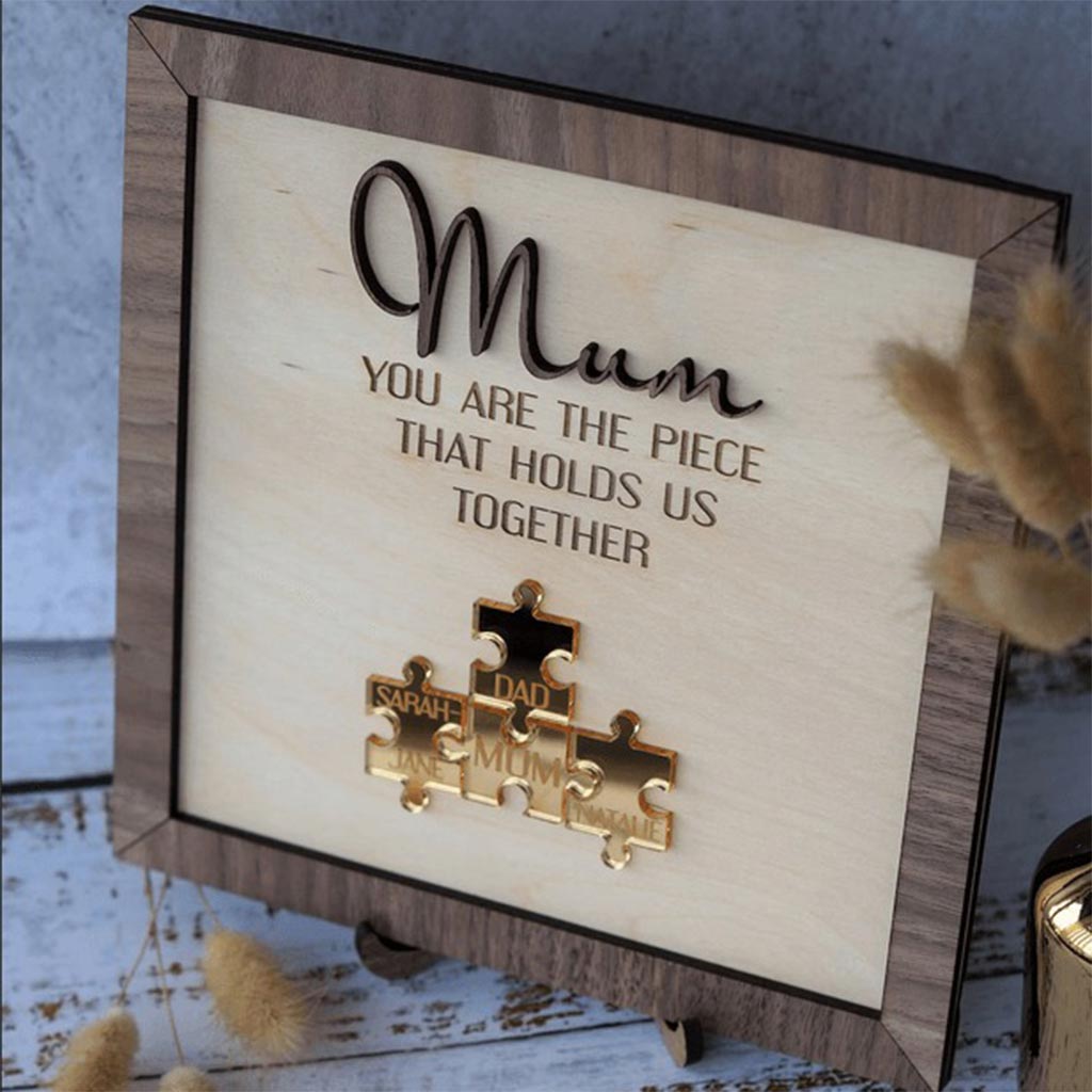 Maman, tu es le pilier de notre couple - Plaque en bois personnalisée avec puzzles