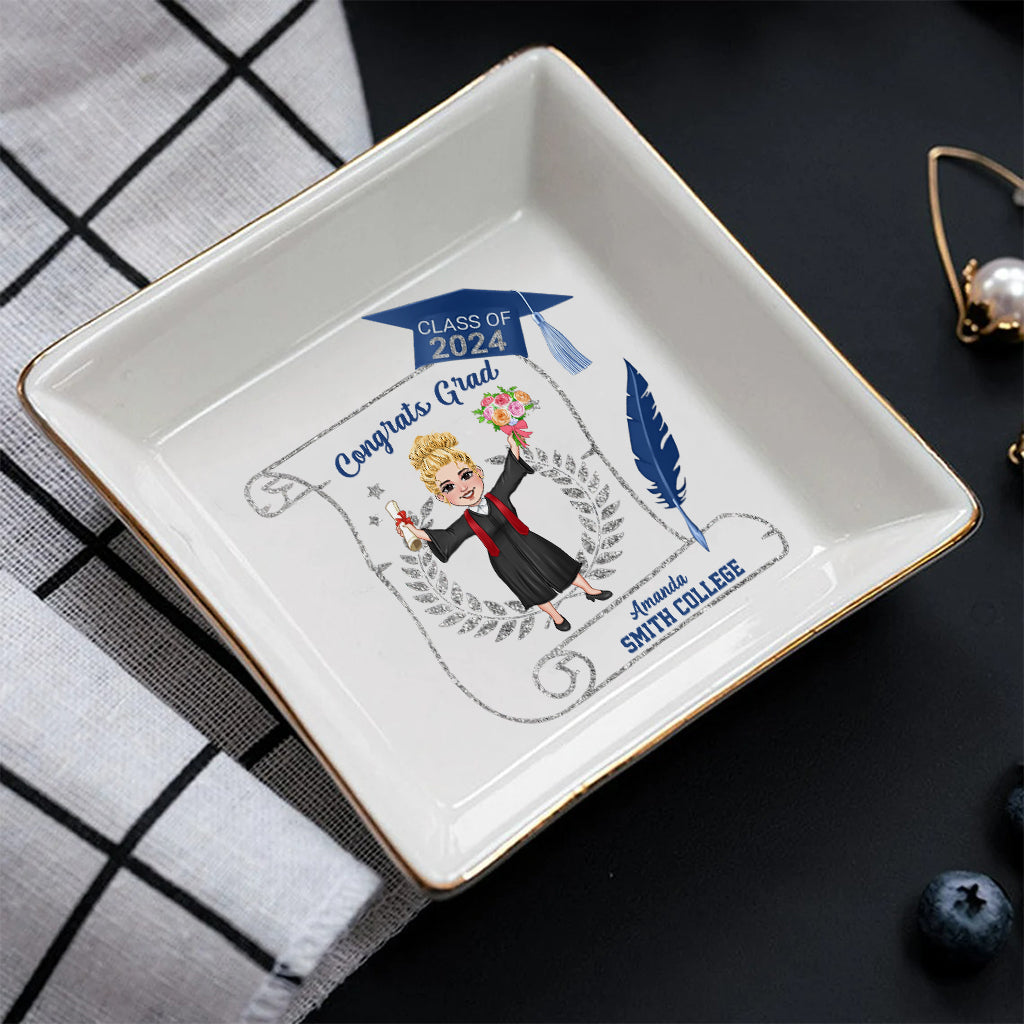 Class of 2024 Graduation Gift for Daughter Granddaughter - Personalized Graduation Jewelry Dish