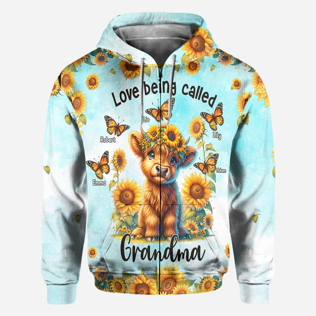 Love Being Called Grandma Highland Cow Sunflower - Personalized All Over Shirt