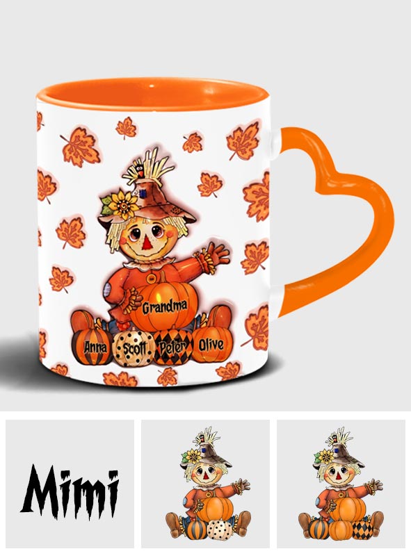 Mug personnalisé « Grand-mère Automne » avec anse en forme de cœur