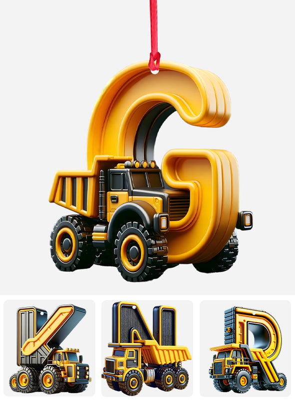 Construction Vehicles Letter Ornament - Personalized Kid Ornament