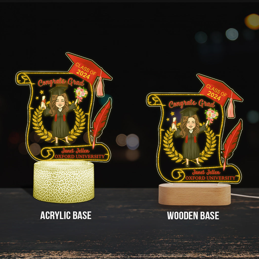 Plaque lumineuse personnalisée en forme de diplôme - Félicitations aux diplômés