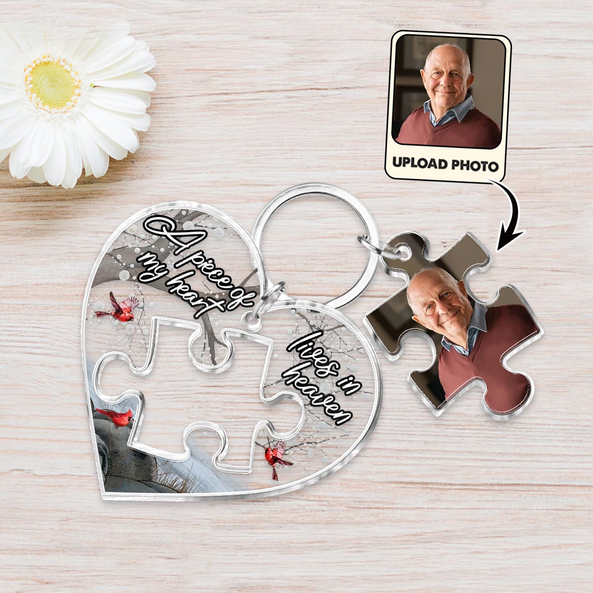 A Piece Of My Heart Lives In Heaven - Personalized Memorial Keychain with Charms