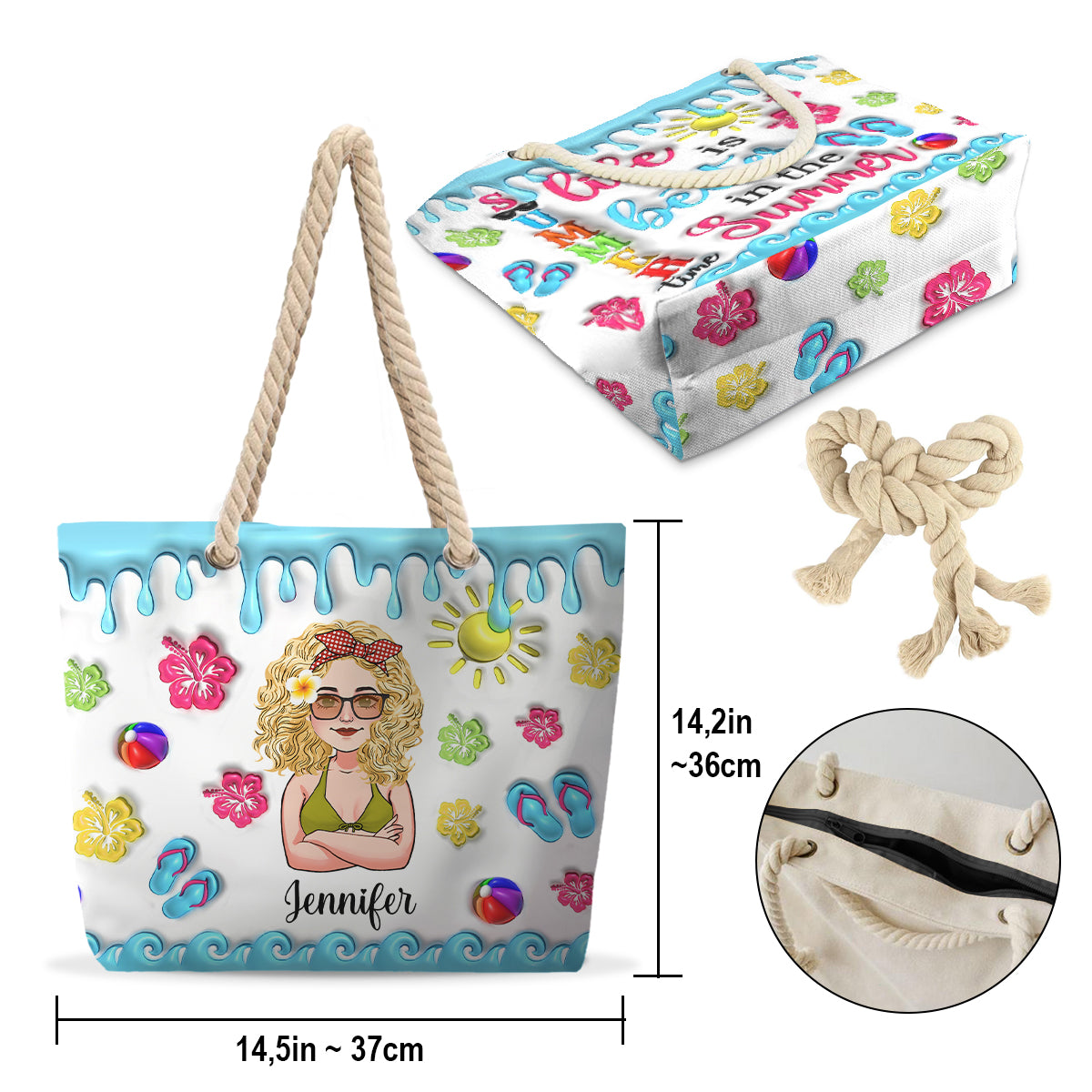 La vie est plus belle en été - Sac de plage personnalisé pour les amoureux de la mer