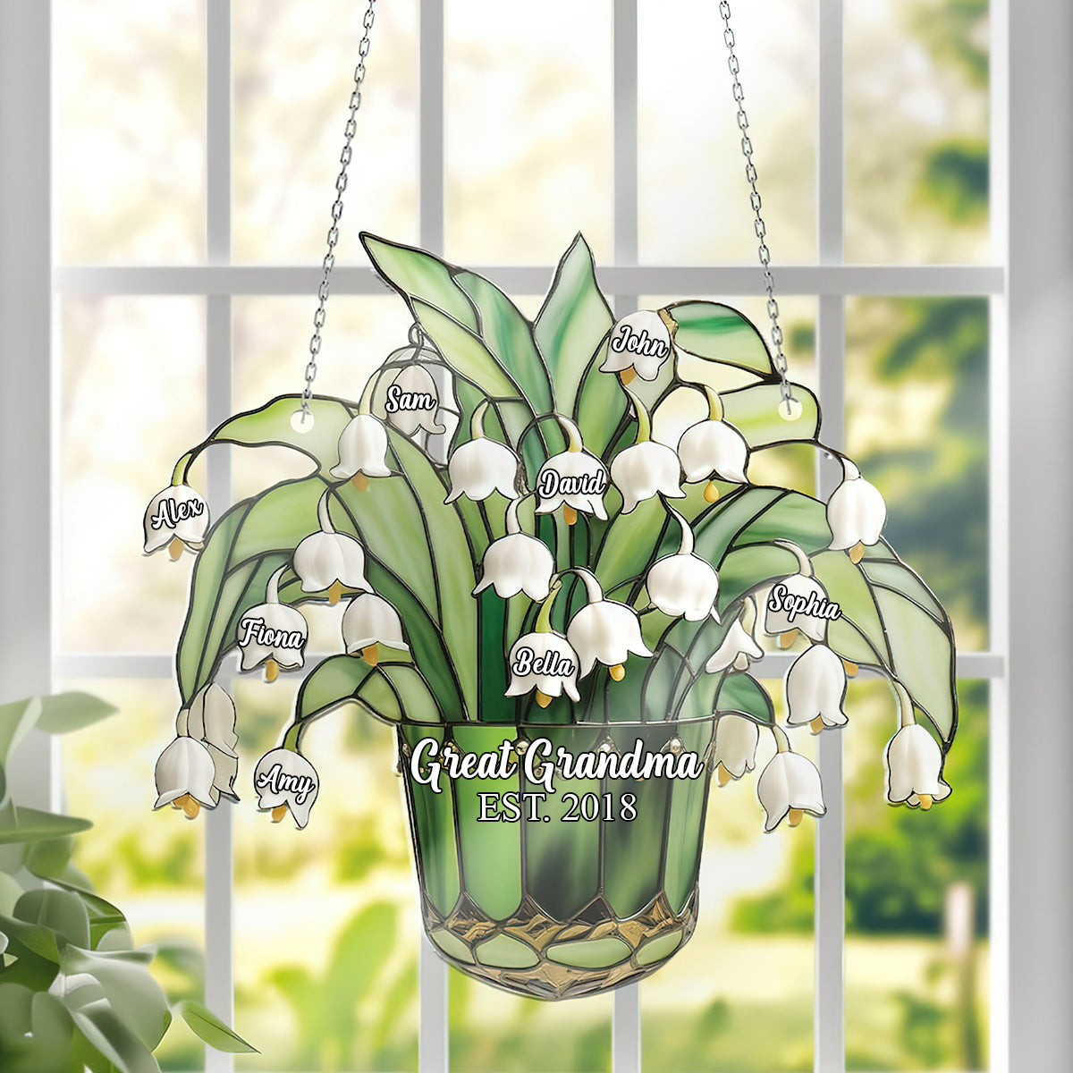 Muguet - Ornement attrape-soleil personnalisé à suspendre à la fenêtre pour grand-mère - Mamie, Maman, Arrière-grand-mère 