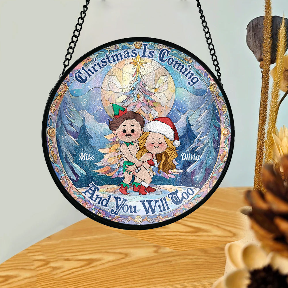 Noël approche - Attrape-soleil en vitrail personnalisé pour couple