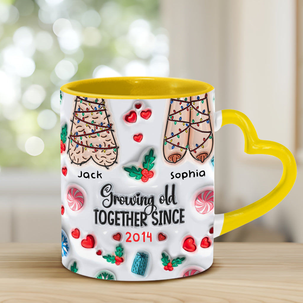 Growing Old Together - Personalized Couple Heart Handle Mug