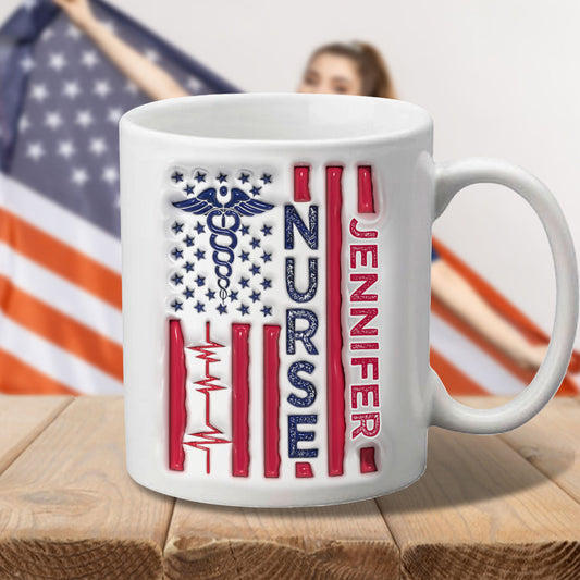 Mug personnalisé pour infirmière, motif patriotique du 4 juillet