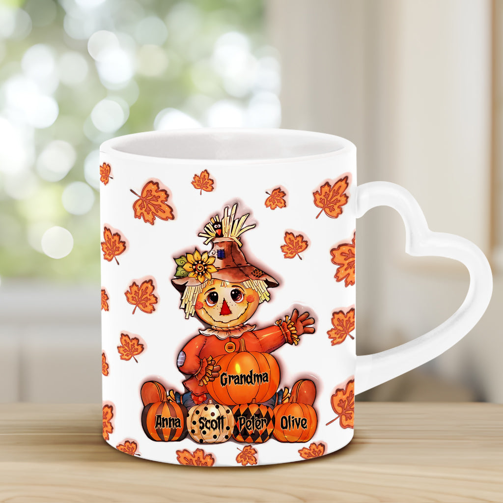 Mug personnalisé « Grand-mère Automne » avec anse en forme de cœur