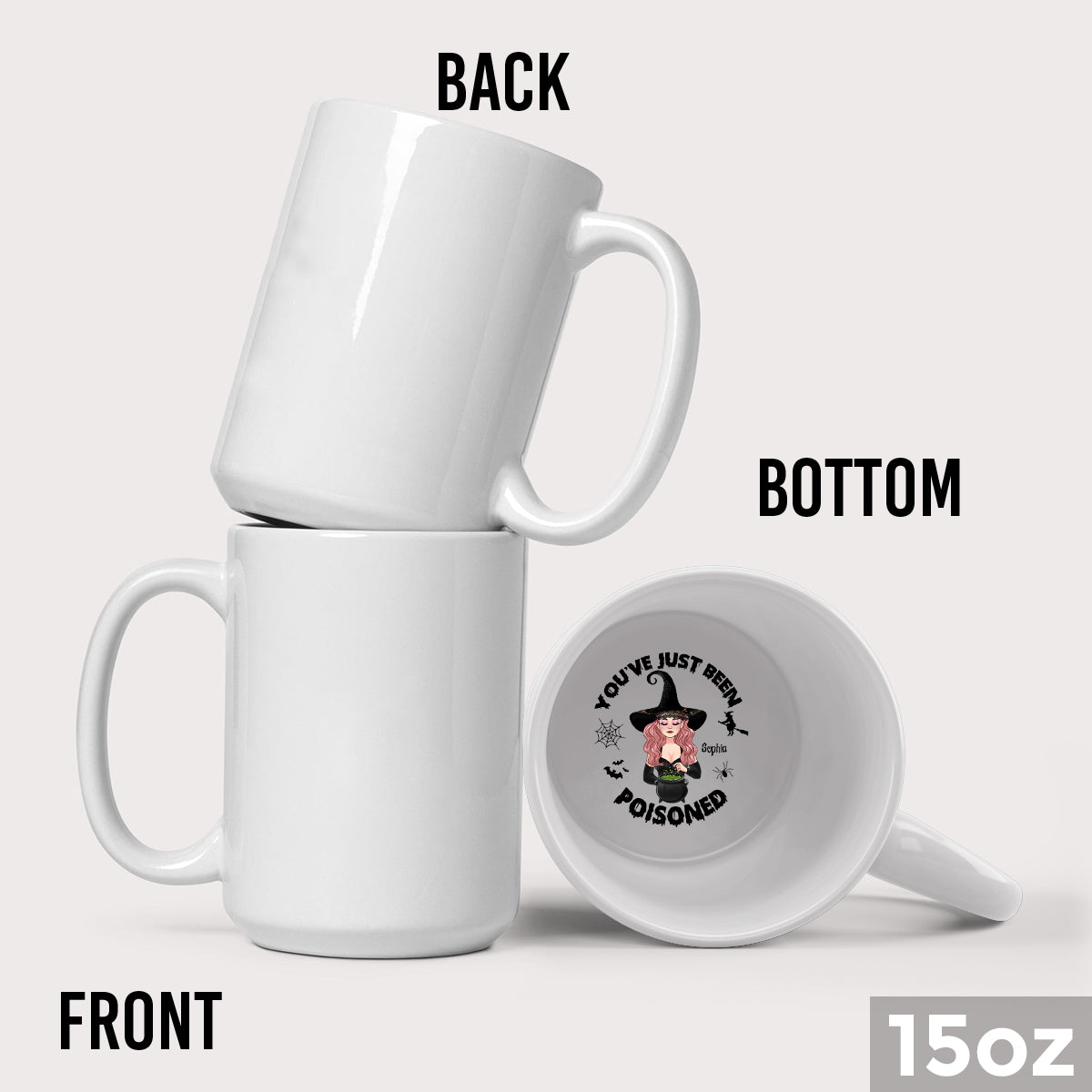 Tu viens d'être empoisonné(e) - Mug personnalisé avec message caché de sorcière