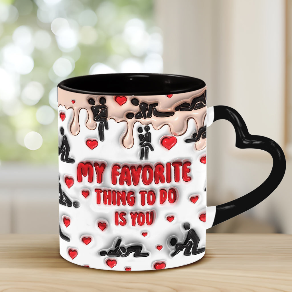 Ma chose préférée à faire, c'est toi - Mug personnalisé pour couple avec anse en forme de cœur