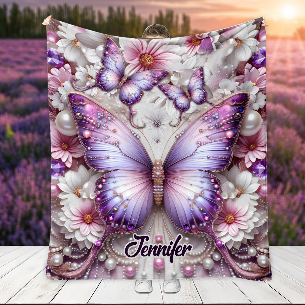 Couverture papillons violettes personnalisée