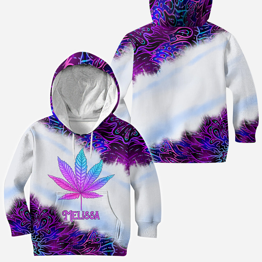 Purple Gradient Psychedelic Leaf - Personalized Weed All Over Shirt