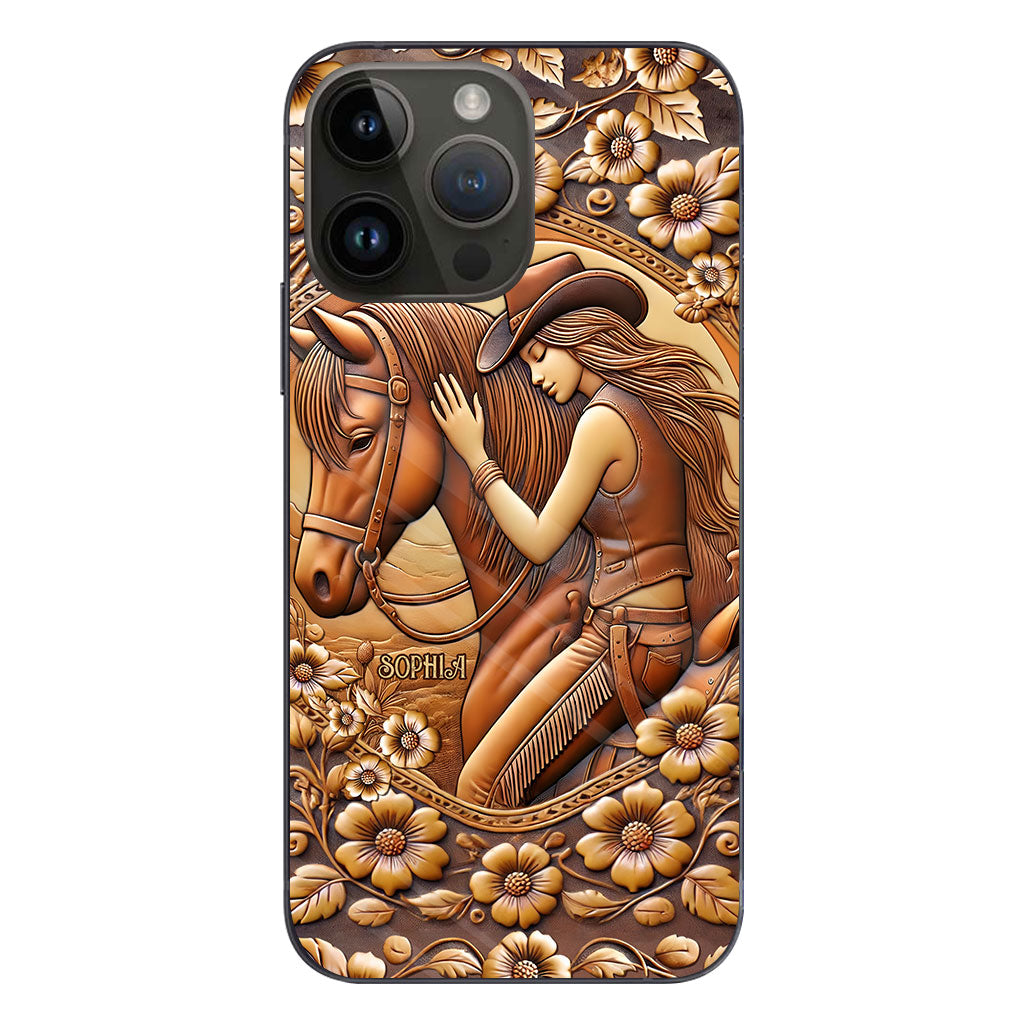 Une fille et son cheval - Coque de téléphone personnalisée à motif cheval