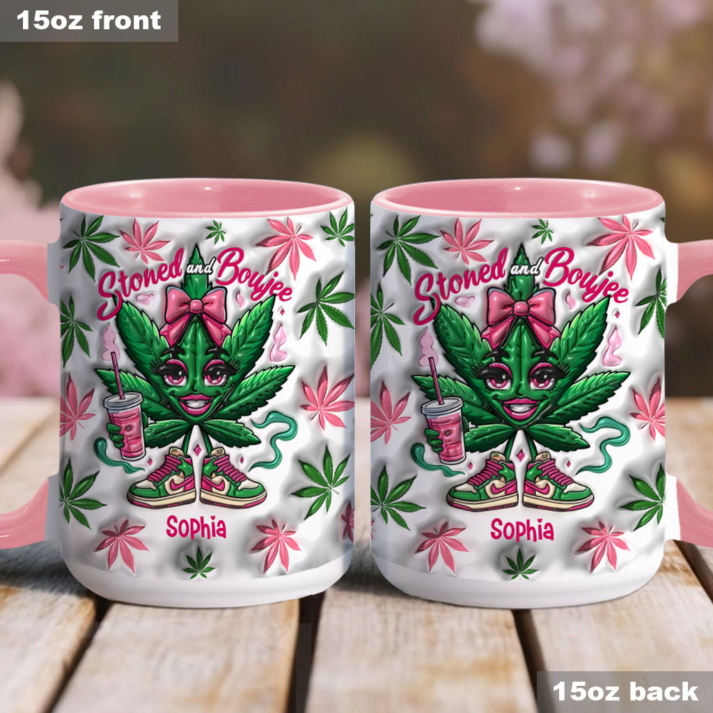 Mug personnalisé « Stoned And Boujee » avec motif cannabis