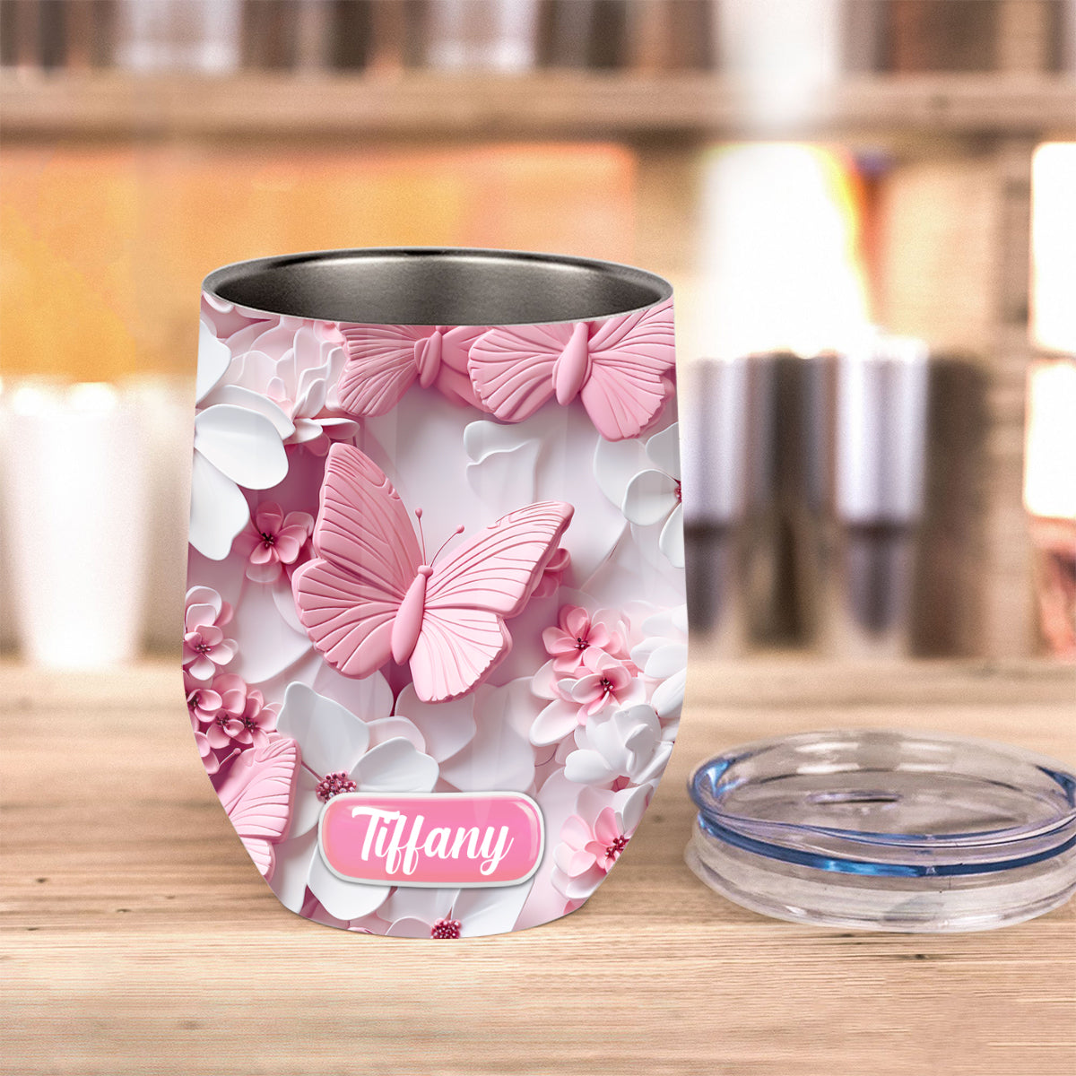 Wonderful Butterflies - Personalized Butterfly Wine Tumbler