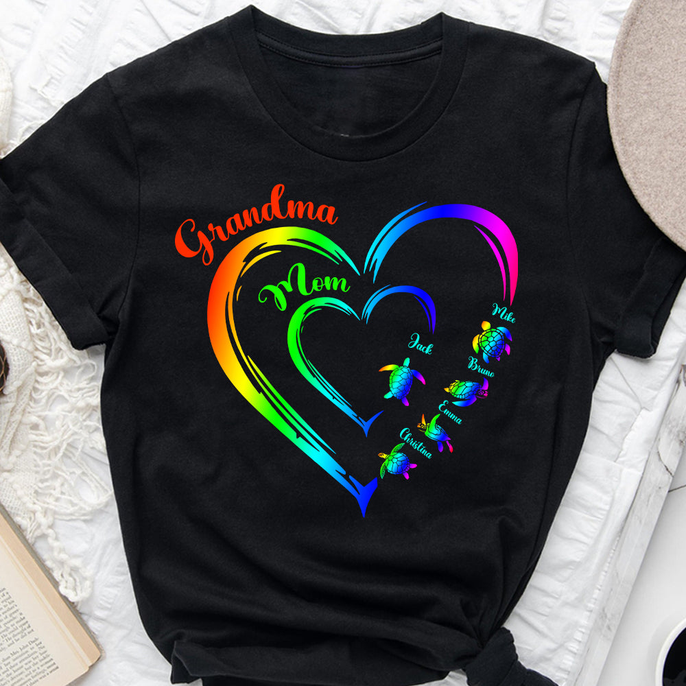 Première maman, maintenant grand-mère, version tortue - T-shirt et sweat à capuche personnalisés pour grand-mère