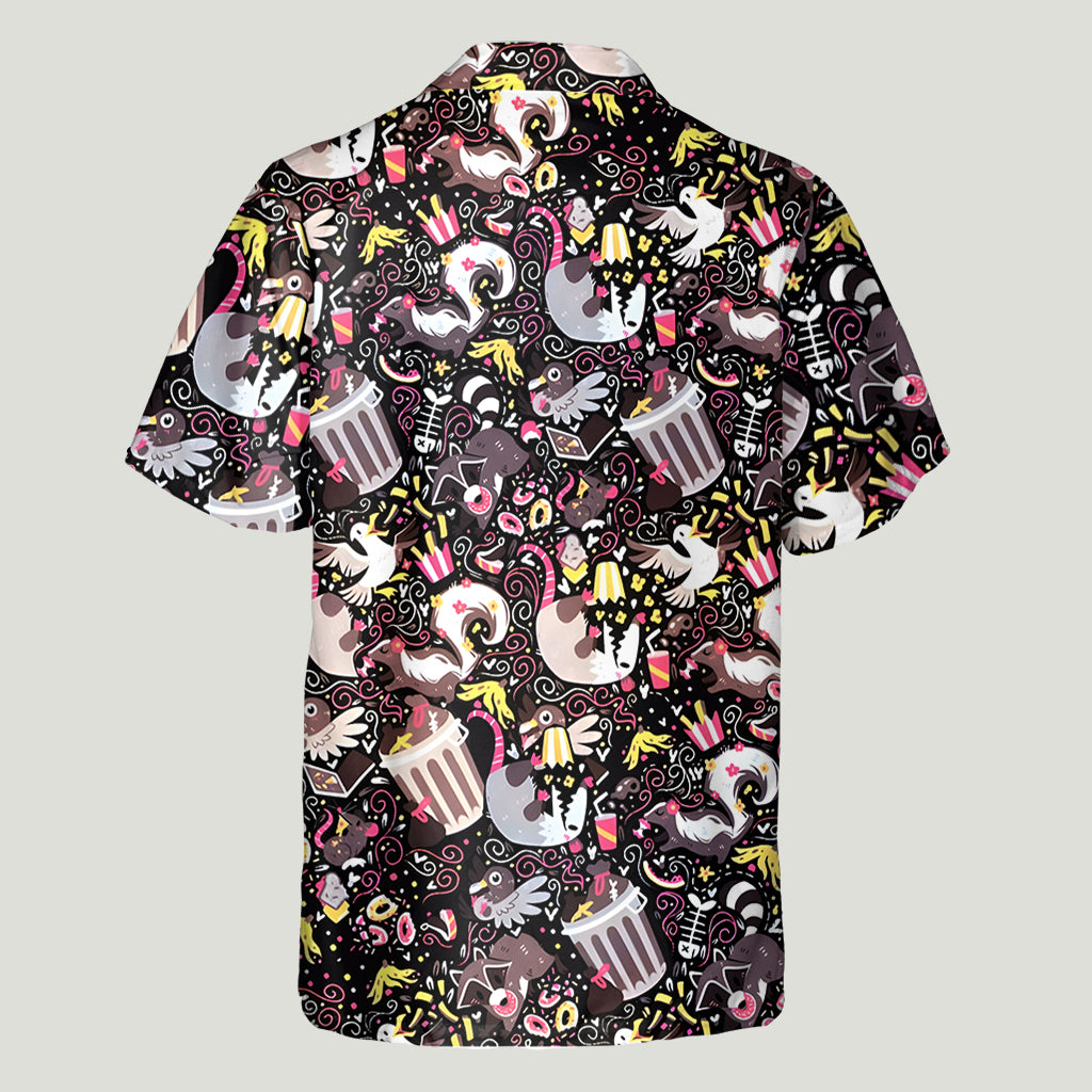 Mon animal totem mange des ordures - Chemise hawaïenne personnalisée avec un raton laveur