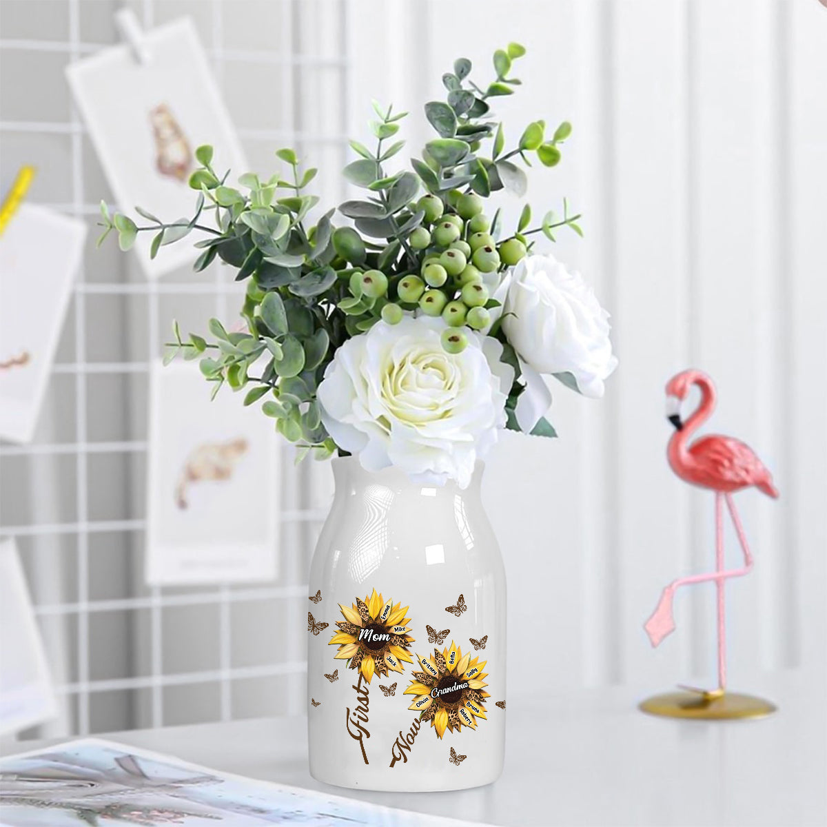 Première maman, maintenant grand-mère - Vase à fleurs en céramique personnalisé pour grand-mère