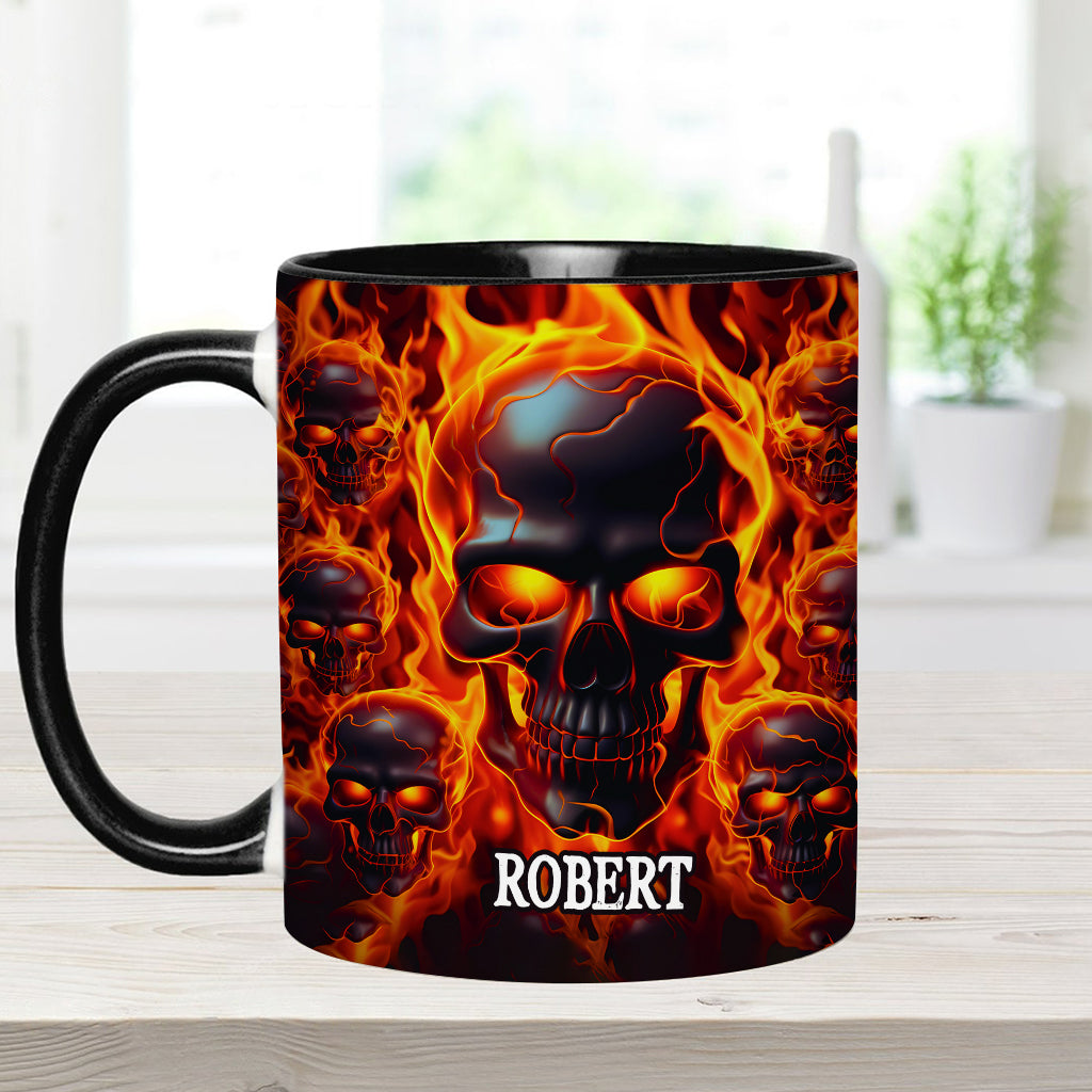 Mug personnalisé « Crâne fondu en feu » - Tête de mort fondue