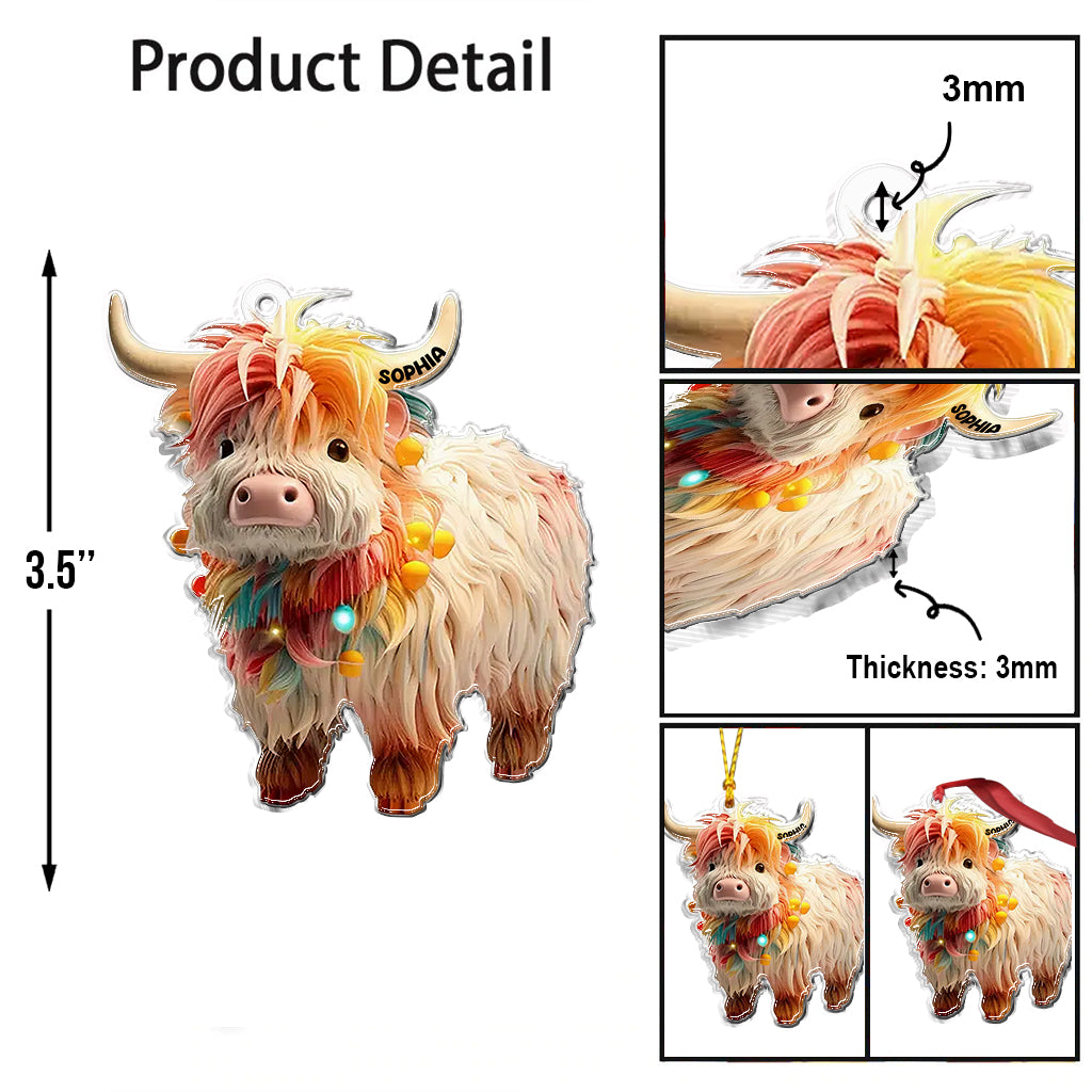 Love Highland Cows - Personalized Custom Shaped Ornament