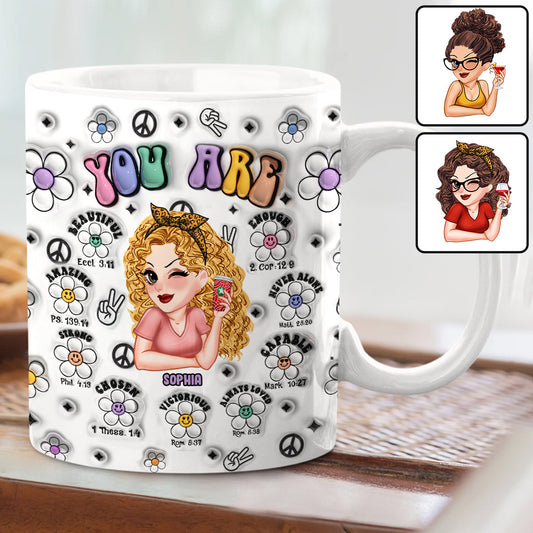 Tu es belle, forte et victorieuse - Mug hippie personnalisé