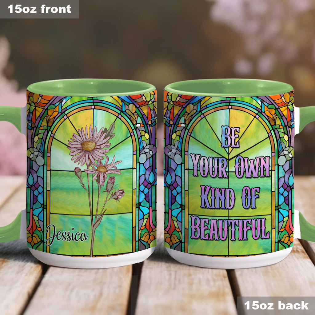 Be Your Own Kind Of Beautiful Birth Month Flower - Personalized Accent Mug